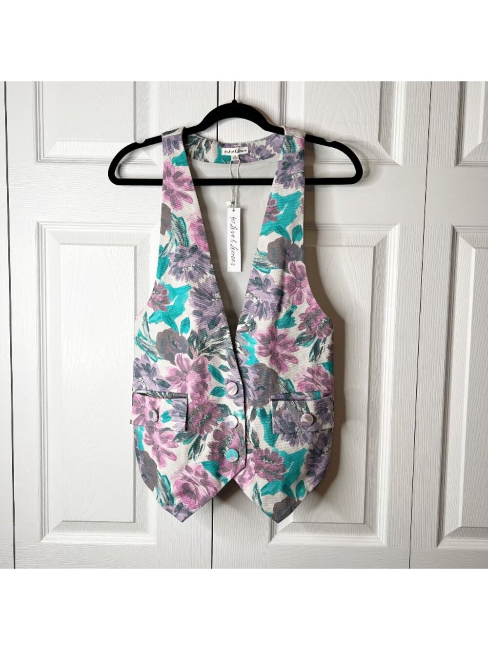 For Love & Lemons Tamara Purple Blue Floral Vest Women's Size Small S NWT